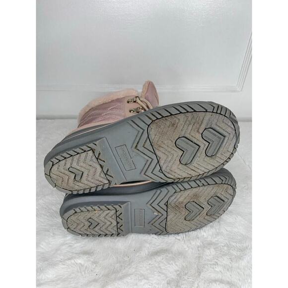 London Fog Girls Size 4 Insulated Winter Duck Boots Pink & Gray Faux Fur Lining - Picture 8 of 8